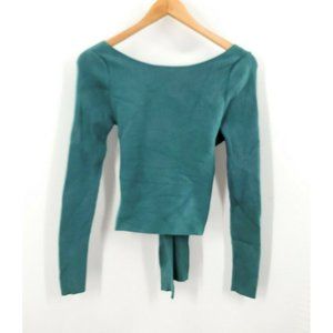 525 America Women's Green Cropped Long Sleeve‎ With Twisted Tie Straps Size S